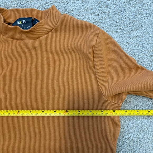 Anthropologie Maeve Ribbed Mock Neck Top Burnt Orange Rust - Picture 11 of 12